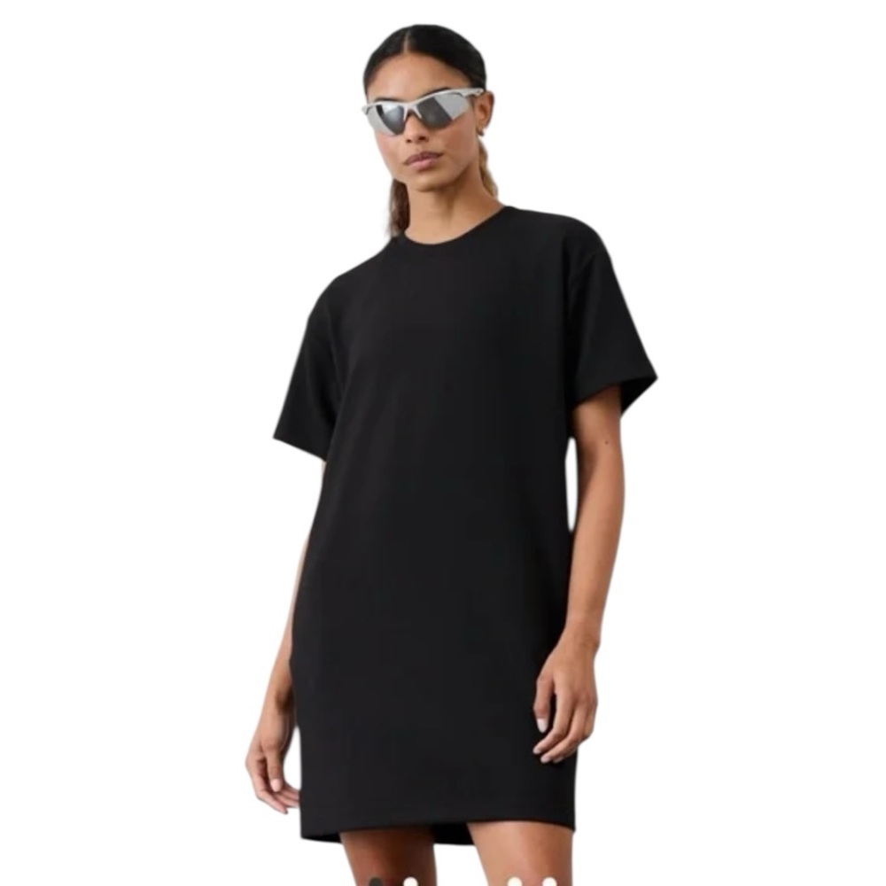 NWT Athleta Seasoft Rib Tee Dress - Black Small Petite